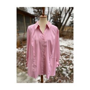 Vtg Baby Pink Casual Shirt Button Up Darts Work